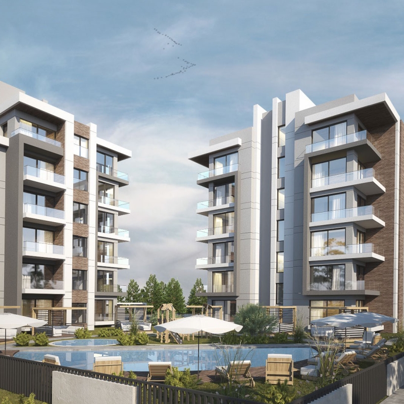 Apartment buildings with swimmingpool